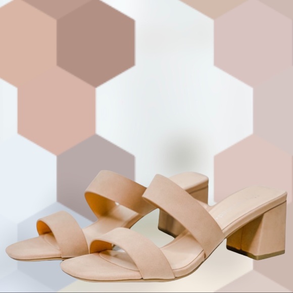 ADAGE Nude Square Toe Low Heel Sandal - Picture 4 of 9